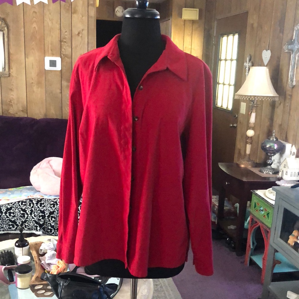 Red Women's Button-Up Top by Talbots Petite